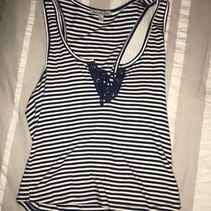 Blue and white striped crop top
